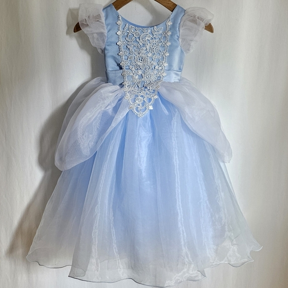 Kids Blue & White Tulle Princess Costume Dress - Picture 10 of 16